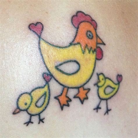 Chicken Tattoo To Represent Myself And My Two Daughters Tatuajes