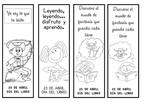 Separadores de libros para niños para colorear dia del libro - Imagui