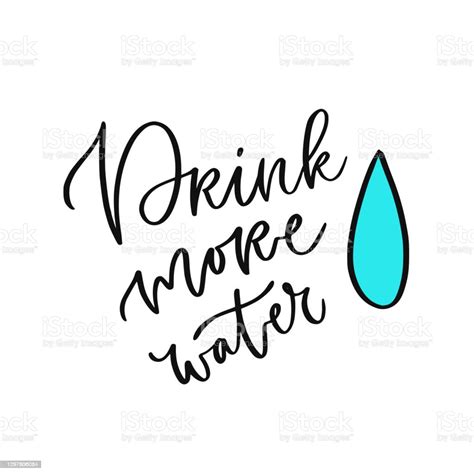 Drink More Water Handwritten Motivation Poster Healthy Lifestyle