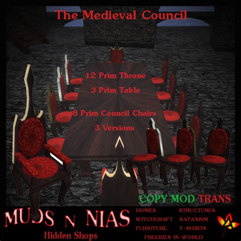 Second Life Marketplace The Medieval Council Throne Council Chairs