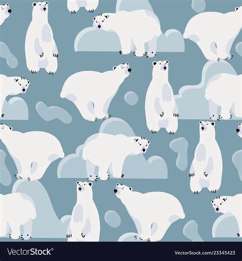 Cute Polar Bear Seamless Pattern Royalty Free Vector Image