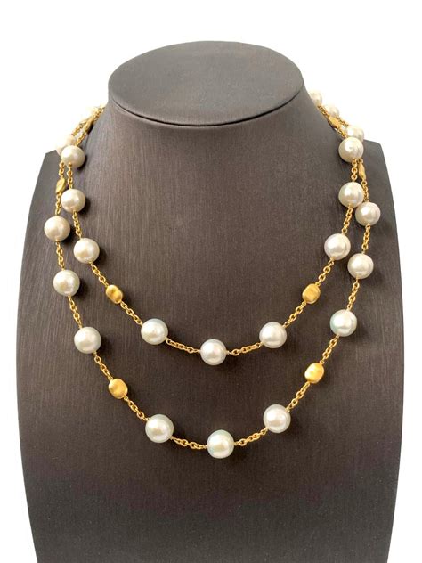 Bijoux Num Genuine Cultured Baroque Pearl Long Station Necklace At 1stdibs
