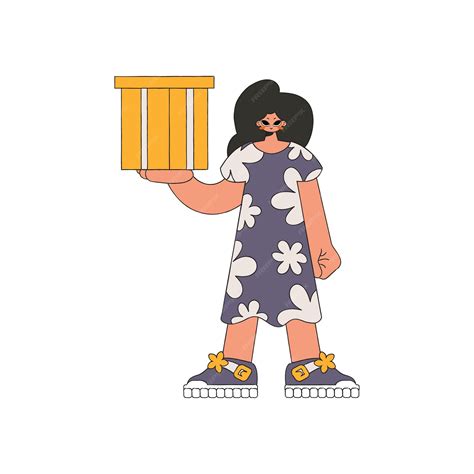 Premium Vector Delightful Girl Is Holding A Box In Her Hands Parcel
