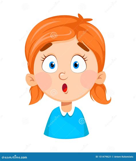 Face Expression Of Cute Little Girl Surprised Stock Vector