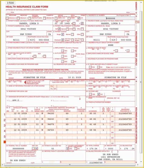 Free Cms 1500 Template For Word Of Printable Cms 1500 Form Download