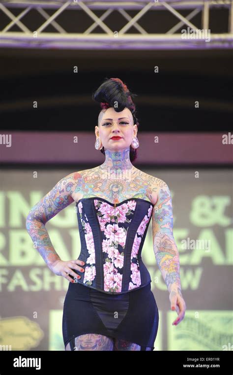 A Catwalk Model At The Great British Tattoo Show A Prestigious Body