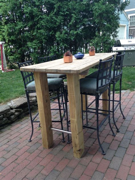 The table sits at bar height and utilizes casters to allow the table to be rolled when necessary. DIY Furniture by Shayna Raidel | Outdoor bar table ...
