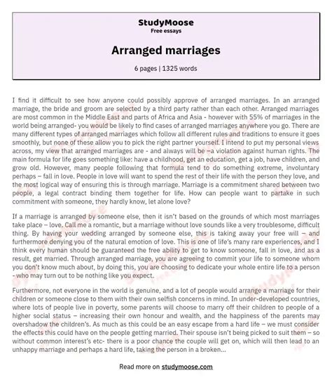 Arranged Marriages Free Essay Example