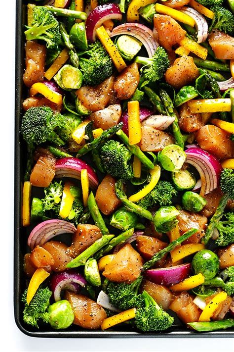 Use a slotted spoon to transfer the chicken to a plate. Sheet Pan Chicken and Veggie "Stir Fry" | Recipe