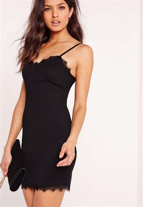 Missguided Lace Trim Strappy Bodycon Dress Black Shopstyle Black Dress Little Black Dress