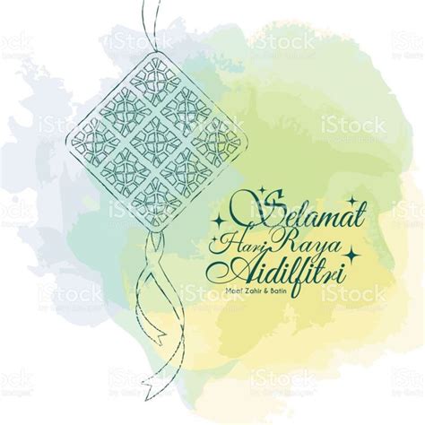 Hari Raya Aidilfitri Greeting Card Template Design Hand Drawn