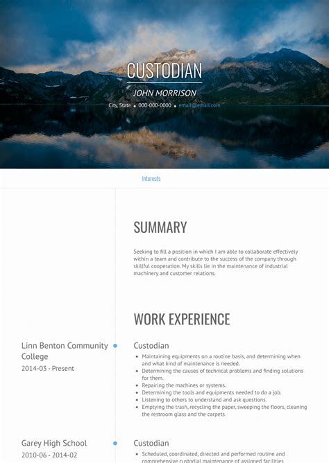 Marketing director with proven track record in developing and executing a marketing program will be able to excel in a. Custodian - Resume Samples and Templates | VisualCV