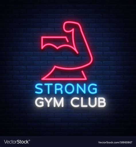Logotype Gym Sign In Neon Style Isolated Vector Image On Vectorstock