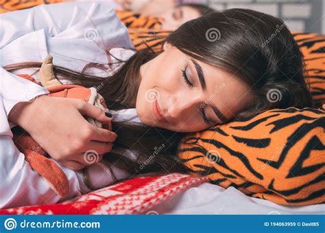 Sleeping Group Of Young People On A Bad Stock Image Image Of Person