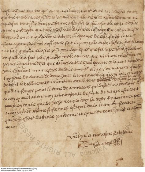 Love Letter Of King Henry Viii To Anne Boleyn 1528