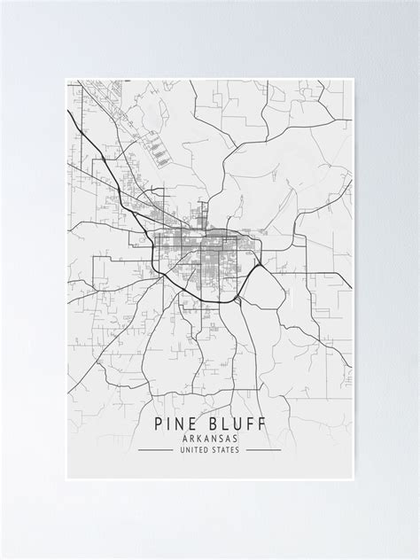 Pine Bluff Arkansas Us Gray City Map Poster For Sale By