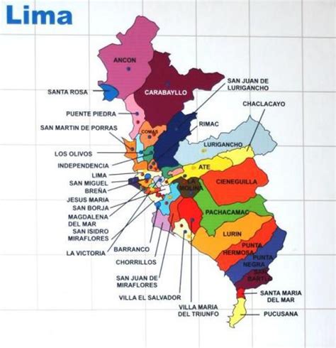 Estructura Distrital De Lima Metropolitana Peru Mapa Perú Mapa De