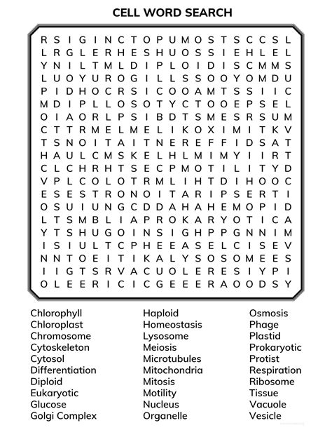 Cell Biology Word Search