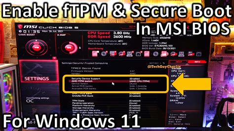 windows 11 how to enable tpm 2 0 and secure boot in bios amd ryzen msi vrogue