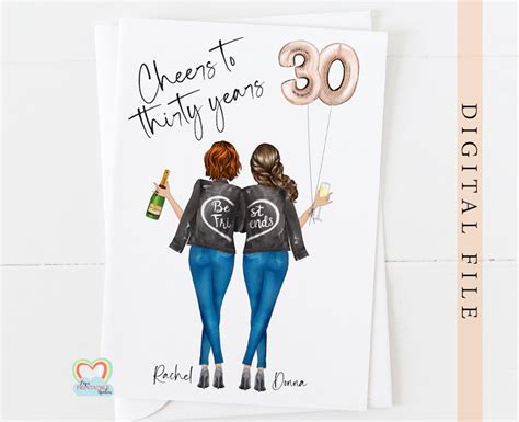 Best Friend 30th Birthday Card Printable Personalised 30th Etsy Uk