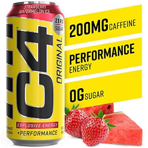 C4 Energy Drink 16oz Pack Of 12 Strawberry Watermelon