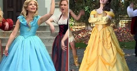 Cinderella Vs Belle Watch Disney Princesses Engage In Epic Rap Battle Starring Sarah Michelle
