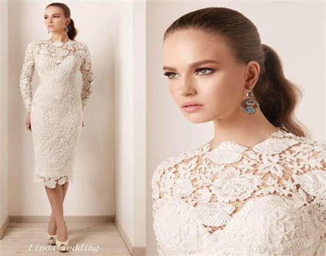 2019 Ivory Sheath Wedding Dresses With Long Sleeves Vintage Lace Bridal