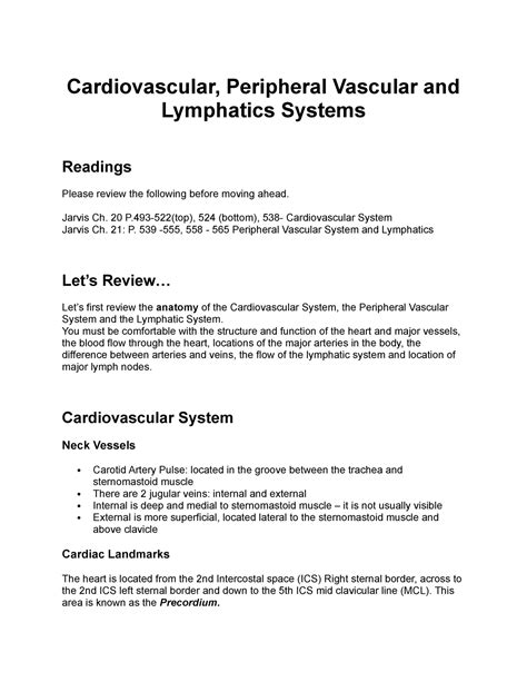 Cardiovascular Peripheral Assessment Cardiovascular Peripheral