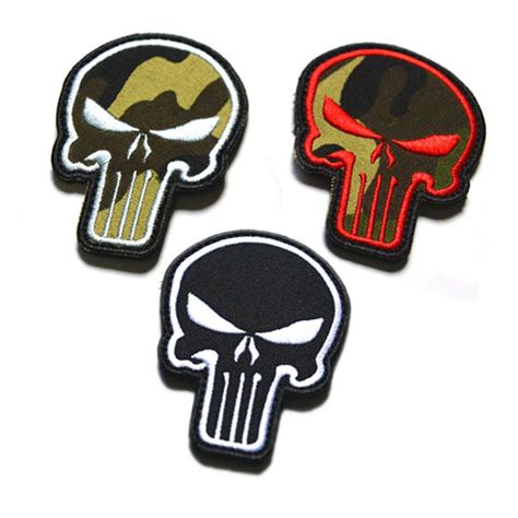 Punisher Skull Embroidered Patch Hook And Loop Tactical Morale Patch Navy