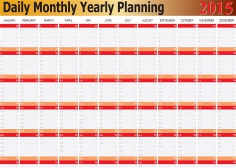 Daily Monthly Yearly Planning Chart Year 2015 Stock Vector Image By