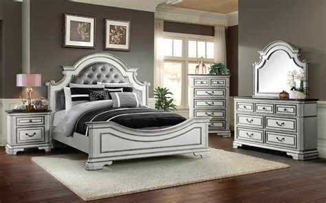 Beckley Fabric Whitesilver Bedroom Set Cb Furniture