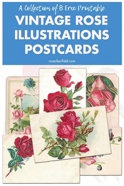 Free Printable Vintage Roses Postcards Vintage Printables Free
