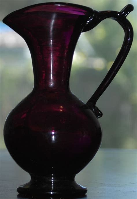 Beautiful Vintage Purple Amethyst Glass Pitcher Vase Ebay Amethyst Glass Purple Amethyst
