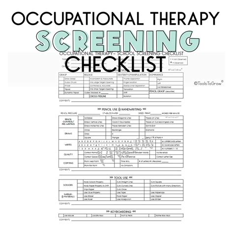 Occupational Therapy School Screening Checklist Shop Tools To Grow