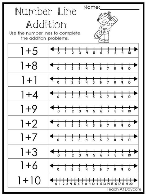 15 Printable Number Line Adding Worksheets Numbers 1 10 Preschool 1st