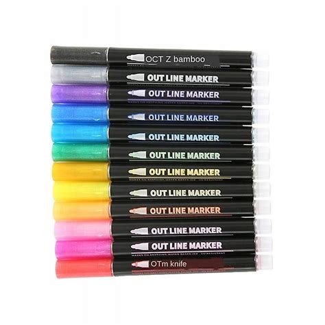 Double Line Outline Pens 12 Colours Metallic Markers Glitter Writing