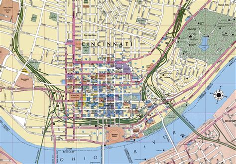 1992 93 Map Of Downtown Cincinnati Old Maps Midwest Cincinnati
