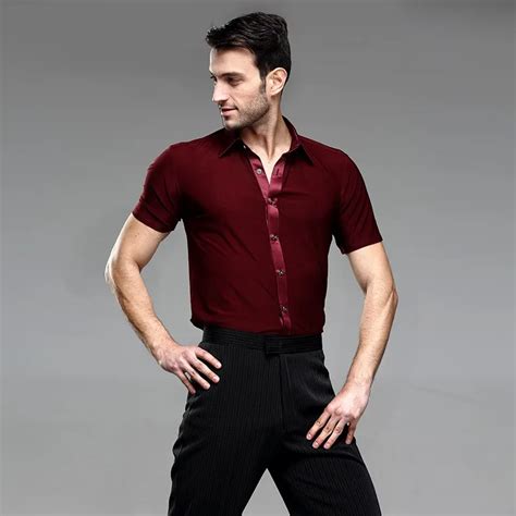 buy red mens dancing shirts men s latin shirt mens ballroom shirts men s latin