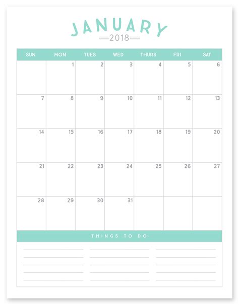 Free Printable 2018 Calendar Simple As That