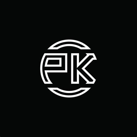 Pk Logo Monogram With Negative Space Circle Rounded Design Template