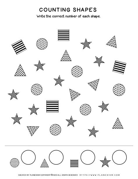 2d Shape Themed Counting Worksheet Worksheet Twinkl