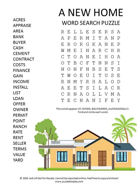 New Home Word Search Puzzle Puzzles To Play