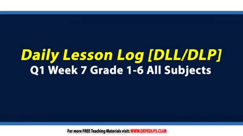 Deped Daily Lesson Log Dll Dlp Q Week Grade All Subjects