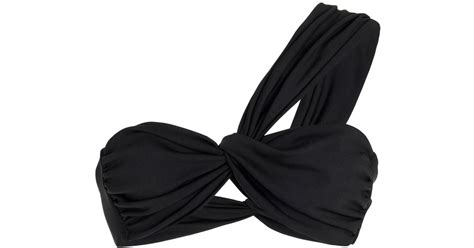 Aexae Ruched One Shoulder Bikini Top In Black Lyst