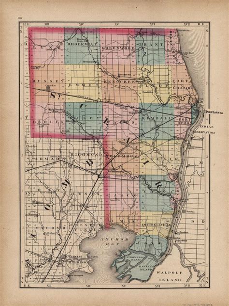 St Clair County Michigan 1873 Map Art Source