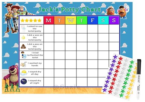 Potty And Toilet Training Reward Chart With Star Stickers And Etsy