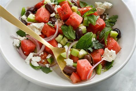 Greek Style Watermelon Salad Recipe Nyt Cooking