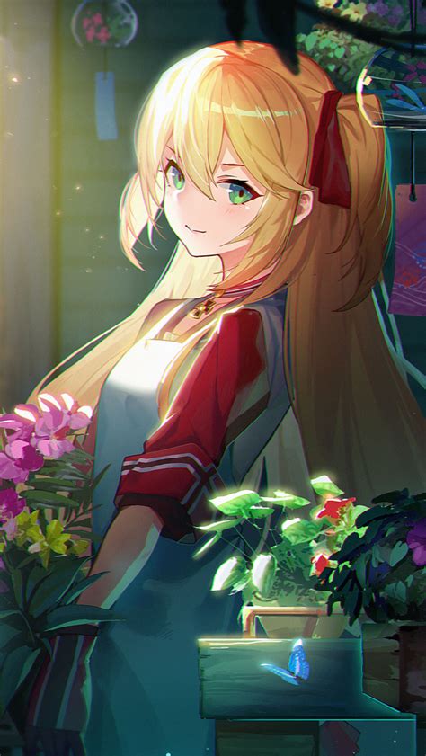 640x1136 Anime Flowers Blonde Twintails Girl Iphone 55c5sse Ipod