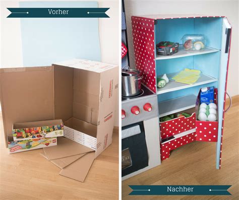 Pappe oder karton in form von verpackungen, schachteln oder boxen findet man oft in unserem alltag. DIY Kinderküche aus Kartons - Teil 3: Der Kühlschrank ...