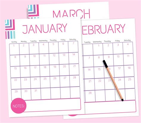 2017 Calendar Printable Planning 12 Month